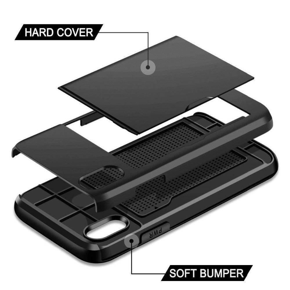 Dual Layer Card Case for iPhone & Samsung | Wallet Cover with Card Holder Slot, Drop Protection