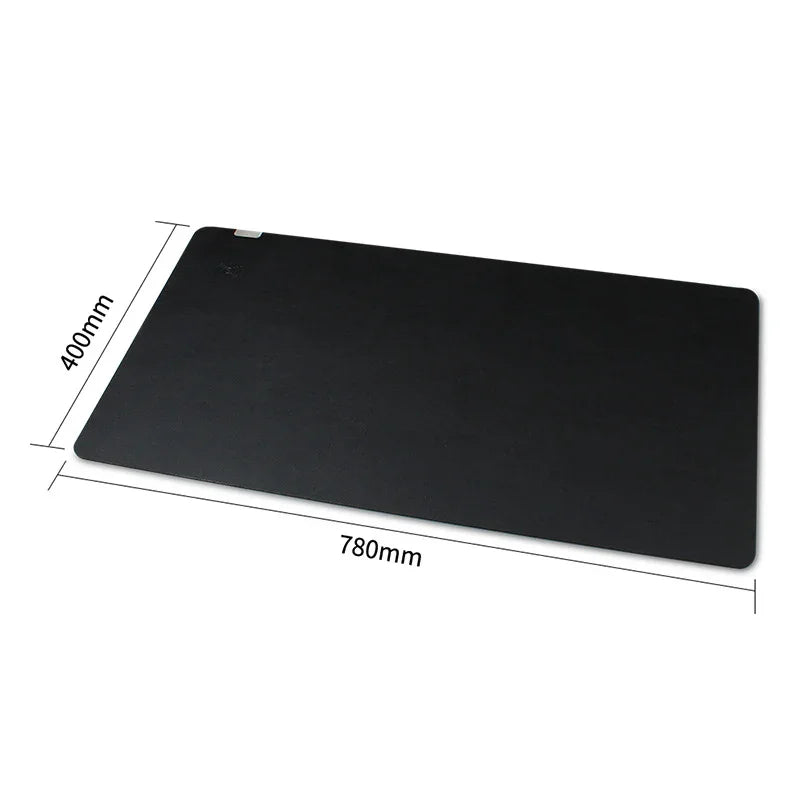 Large black desk mat with rounded corners, 780mm by 400mm, shown on white background.