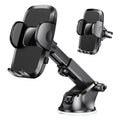 Adjustable black smartphone holder with suction base for desk or car mount