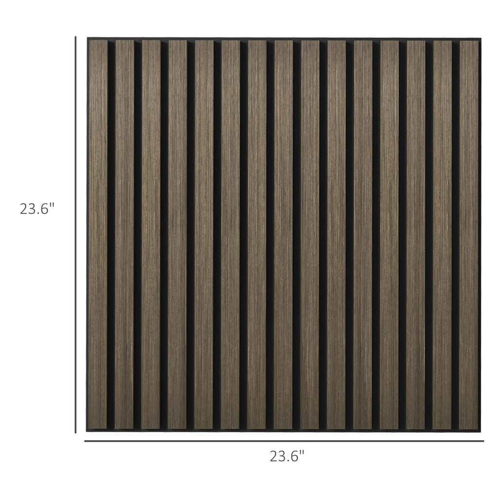 Modern wood slat acoustic wall panel, 23.6 x 23.6 inches, for studio decor