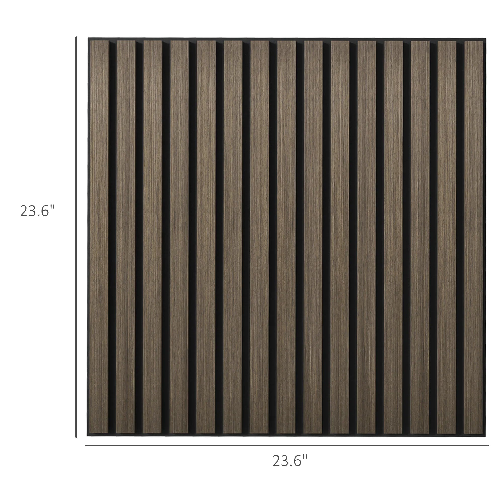 Modern wood slat acoustic wall panel, 23.6 x 23.6 inches, for studio decor