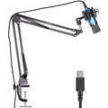 Adjustable microphone arm stand with shock mount and USB condenser mic for recording or streaming