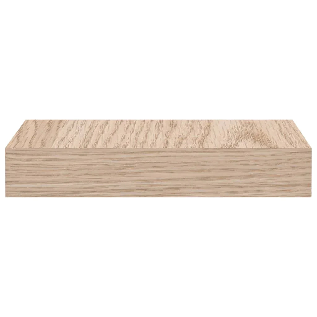 Light wood floating wall shelf with a minimalist, modern rectangular design