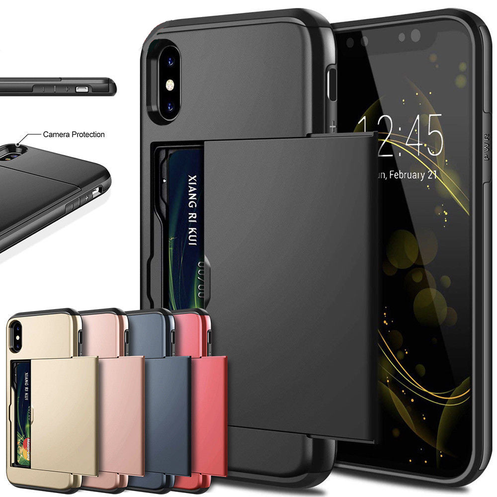 Dual Layer Card Case for iPhone & Samsung | Wallet Cover with Card Holder Slot, Drop Protection