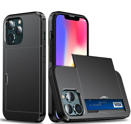 Dual Layer Card Case for iPhone & Samsung | Wallet Cover with Card Holder Slot, Drop Protection