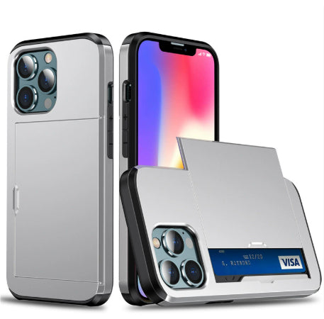 Dual Layer Card Case for iPhone & Samsung | Wallet Cover with Card Holder Slot, Drop Protection